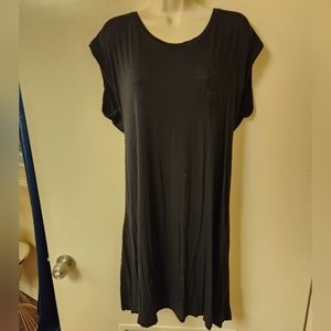 Black wide shoulder t-shirt dress